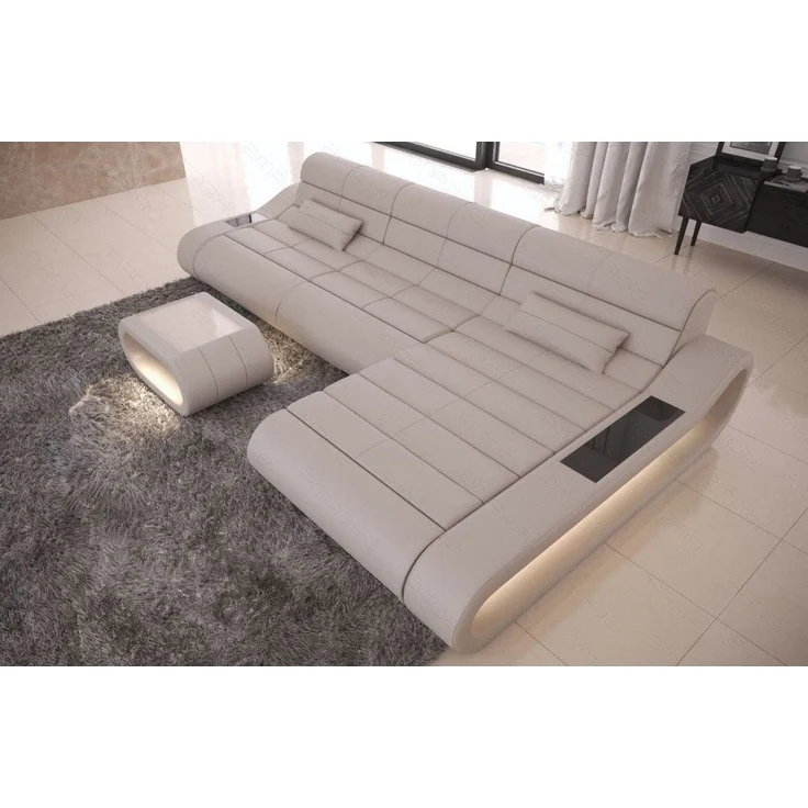 Couch Concept Lang L-Form in Leder - Kunstleder - beige - Rechts – Bild 3
