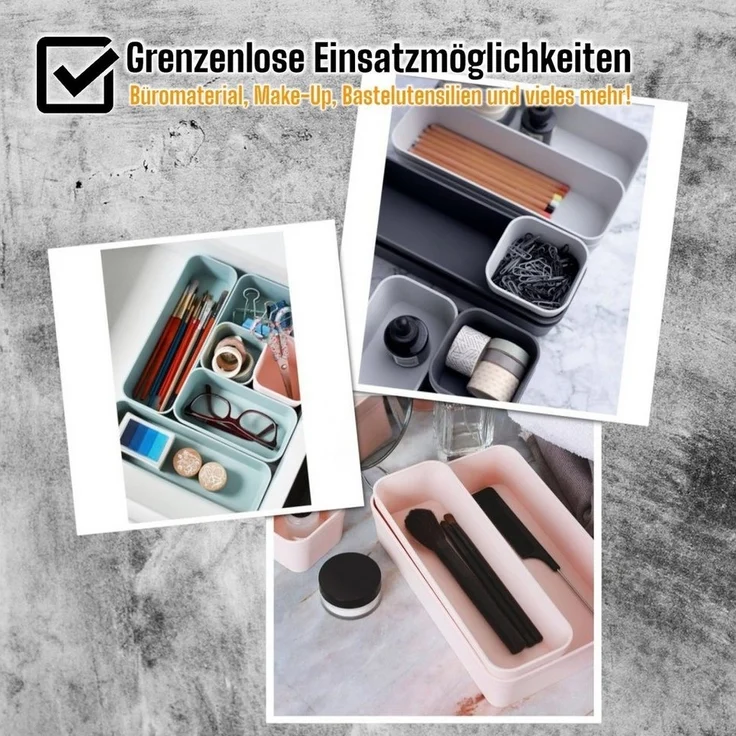 Engelland Schubladeneinsatz Schubladen-Organizer (Vorteils-Set, 14 St, individuelle Anordnung, passend für alle gängigen Schubladen), BPA-frei, spülmaschinengeeignet, gefrierschrankgeeignet – Bild 2