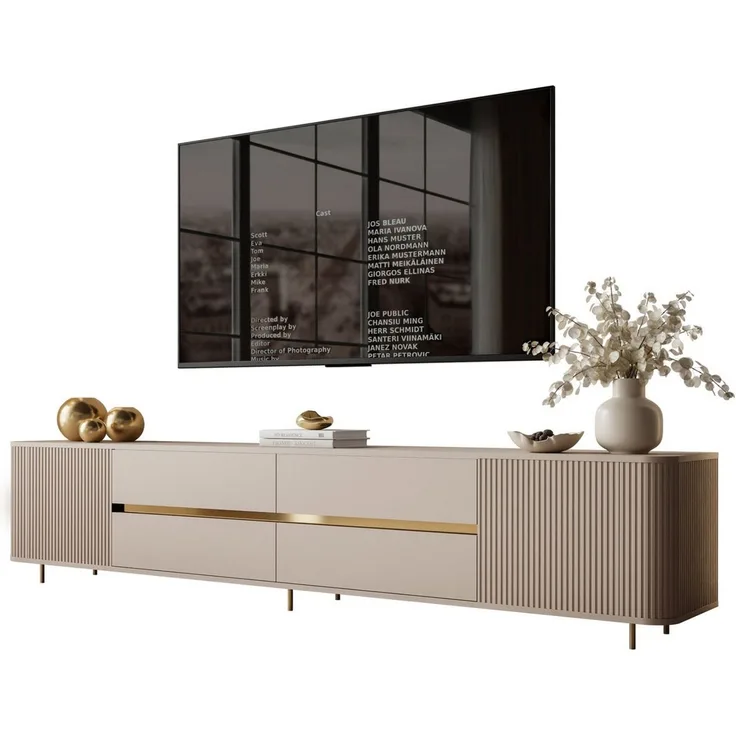 Lookway TV-Schrank MIRAGE GOLD 240 cm mit gerillten Fronten