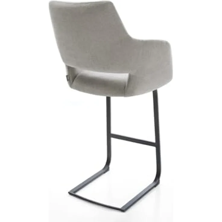 Barstuhl Yago-Flex Strukturstoff Soft Grau Freischwinger Flach Metall Schwarz Taschenfederkern – Bild 6