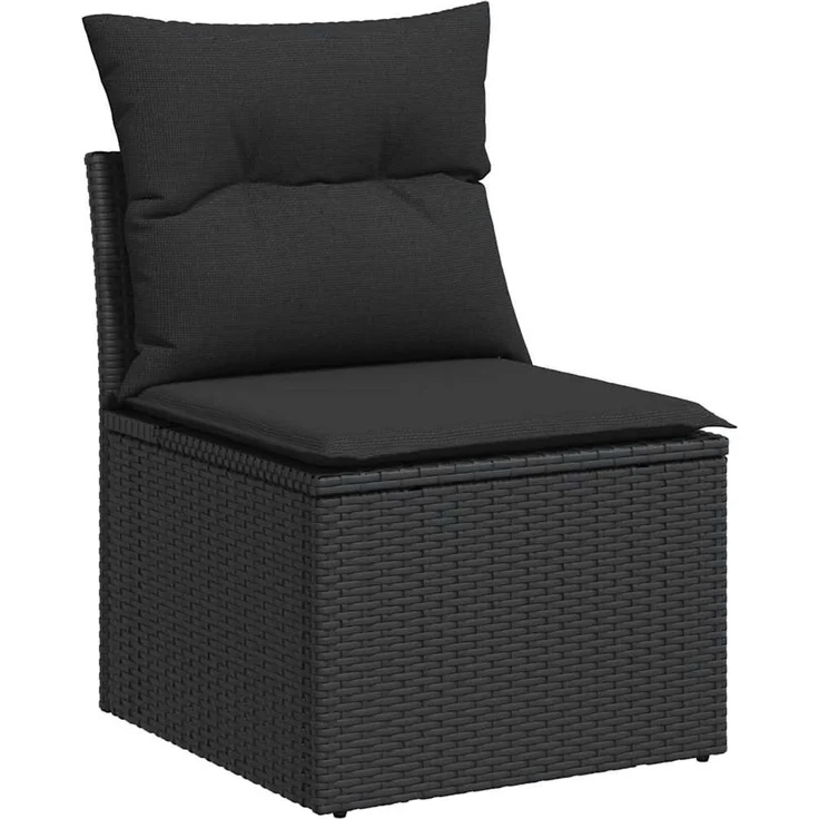vidaXL 4-tlg. Garten-Sofagarnitur mit Kissen Schwarz Poly Rattan 3325947 – Bild 3