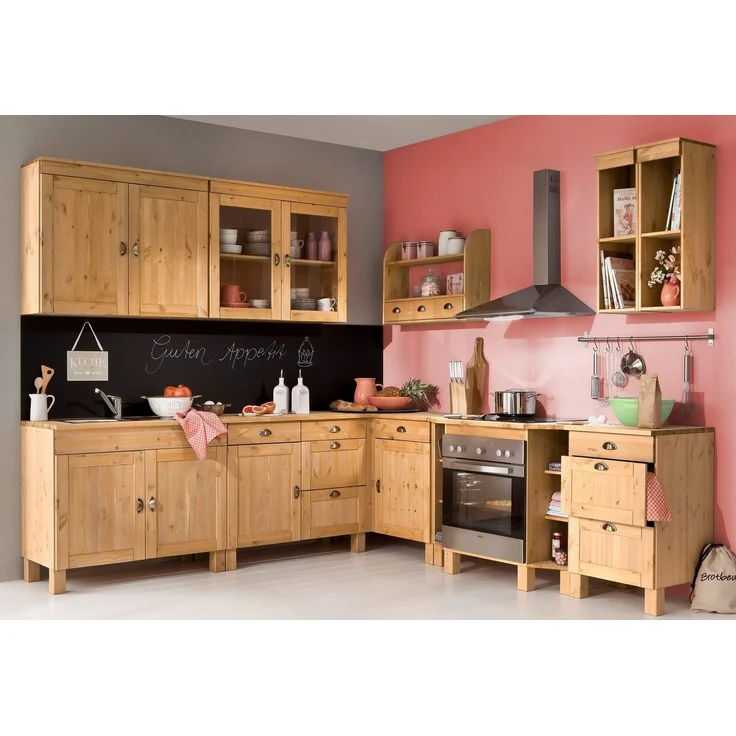 Home affaire Hängeregal Oslo, 75 cm breit, aus massiver Kiefer, 1 breite Schublade, Metallgriffe – Bild 3