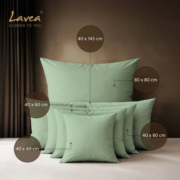 Lavea Kissenbezug 2er Set 100% Baumwolle flauschig, Jasmin, Kissenhülle, Kissenbezüge, (2 Stück), pflegeleicht, langlebige Qualität, mit Reißverschluss – Bild 1