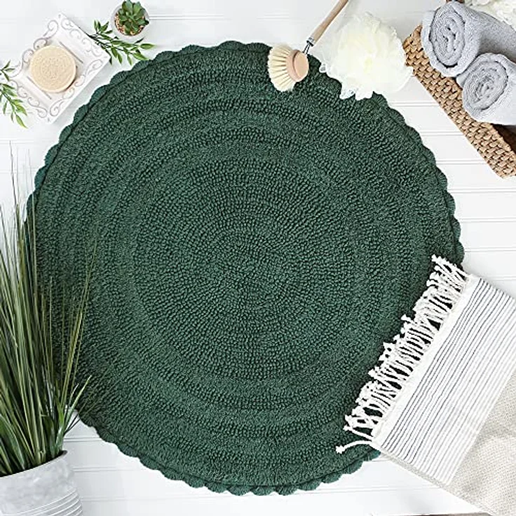 DII Crochet Collection Wende-Badematte, rund, 69,8 cm Durchmesser, Dunkelgrün. – Bild 3