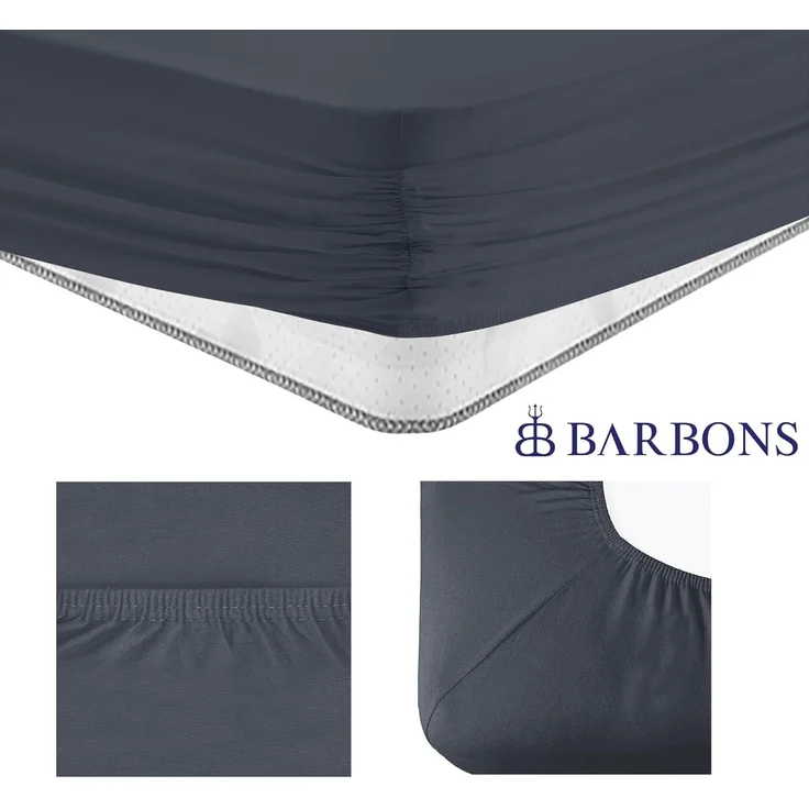 BARBONS Spannbettlaken 160x200 cm – 100% Baumwolle Oeko-TEX Zertifiziert Bettlaken Jersey Spannbetttuch Matratzenhöhe bis 25 cm Dunkelgrau - 160x200 – Bild 4