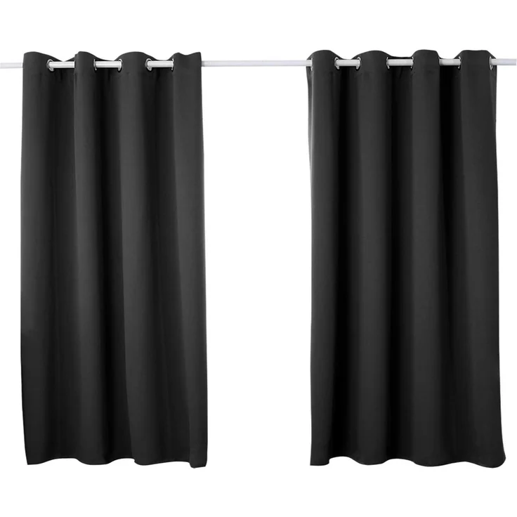 Woltu Verdunkelungsvorhang, Ösen, blickdicht, 2er Set Vorhang Blickdicht Thermovorhang 250g/m² – Bild 1