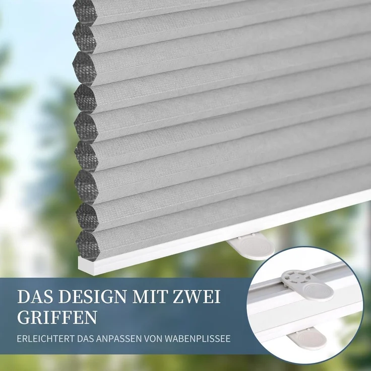 Verdunklungsplissee Klemmfix ohne Weiß-hellgrau B65 x H130 cm – Bild 8