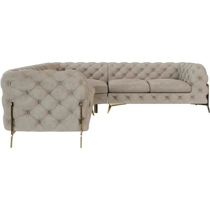 S-Style Möbel Ecksofa Chesterfield Ashley mit Goldene Metall Füßen, mit Wellenfederung – Bild 4