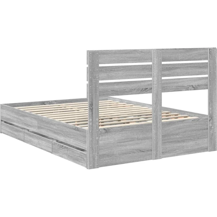 vidaXL Bettrahmen Graues Sonoma 160 x 200 cm Ingenieurs Holz 3411493 – Bild 9