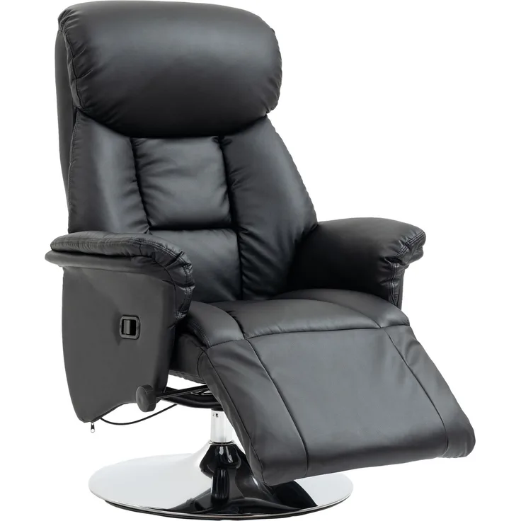 Wohnora-Relaxsessel, Liegefunktion, Lederoptik, Fußstütze, bis 150 kg, 78 x 80 x 109 cm, Schwarz,H 1090cm x T 800cm x B 780cm
