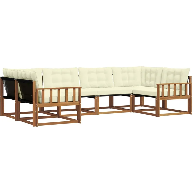 vidaXL Outdoor-Sofagarnitur 6 stk. 6-Sitzer Natur und Creme 3369789 – Bild 2