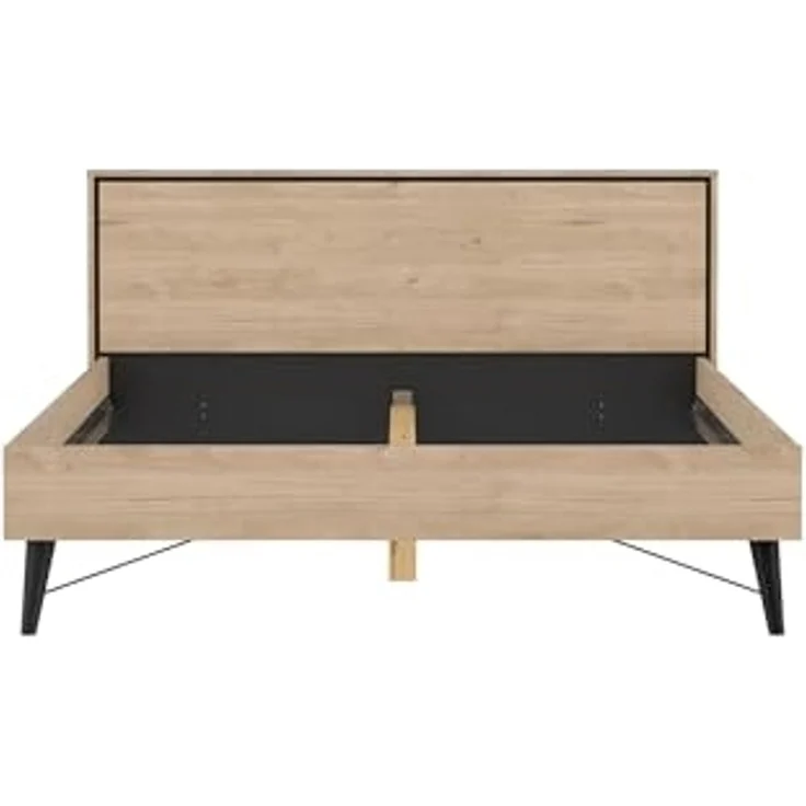 Dmora - Doppelbett Cariss, Struktur des Container-Betts, Sommier mit Verkleidung, Matratzenhalterstruktur, 207x173 h91 cm, helle Eiche – Bild 4