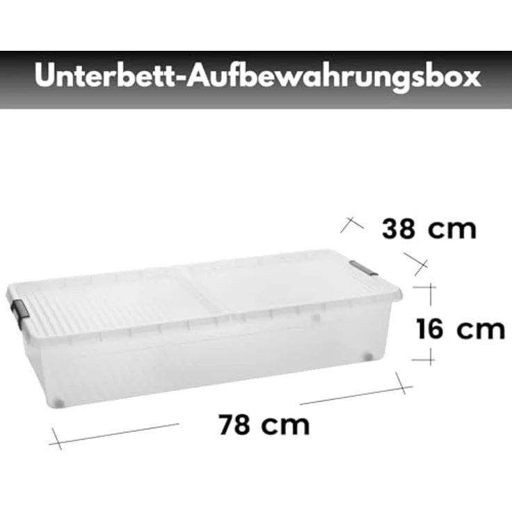 2friends Unterbettkommode 2Stk. Unterbett Kommode mit Rollen 32L transparent (2 St) – Bild 2