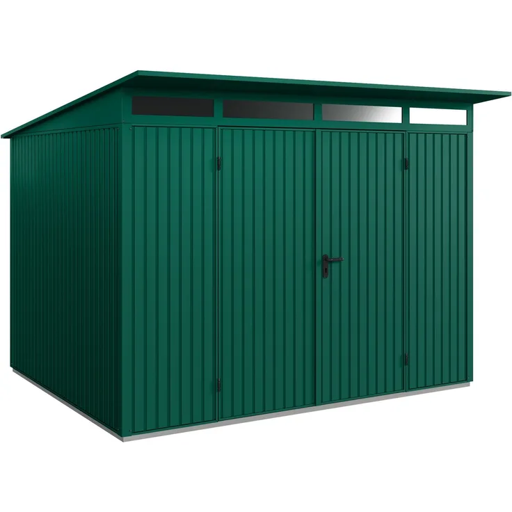 Hörmann Ecostar Metall-Gerätehaus Trend mit Pultdach Typ 3, 238x303 cm , moosgrün, 7,2 m²,2-flüglige Tür
