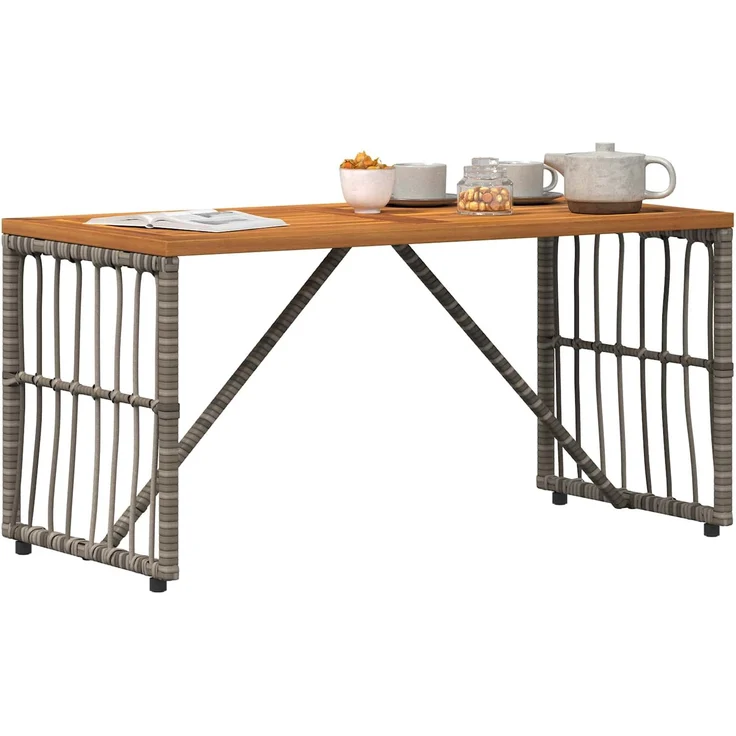 vidaXL Tisch für Outdoor Grau 80 x 40 x 40 cm Stahl und Poly Rattan 42025147 – Bild 3