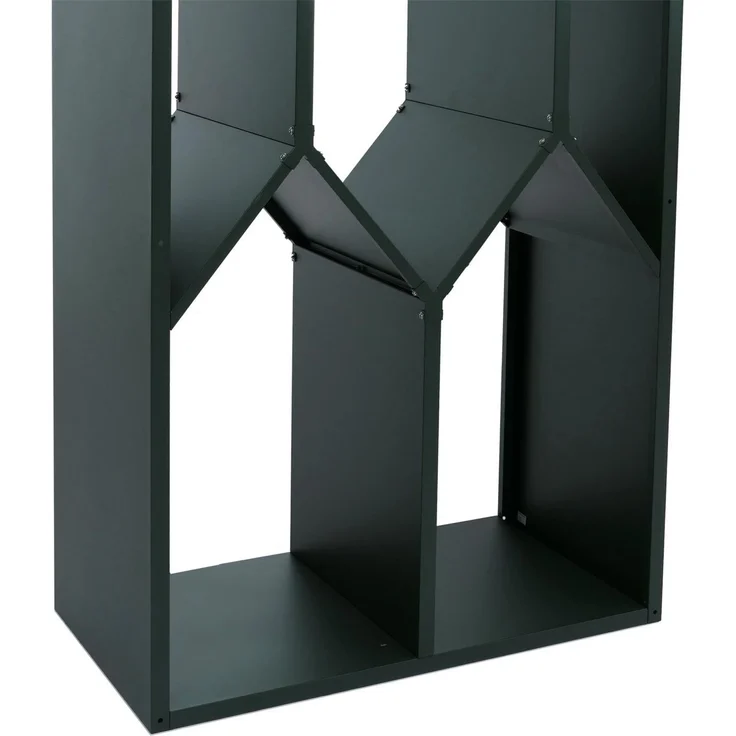 Brennholzlager HWC-P76, Kamin-/Feuerholzregal Holzlager Holzunterstand Outdoor Metall 160x95x50cm ~ grün – Bild 5