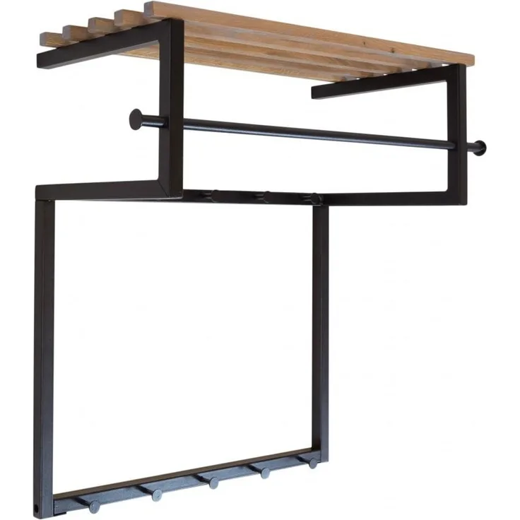 Spinder Design Garderobe Wandgarderobe RIZZOLI Metall Schwarz lackiert mit Hutablage 76x34x76 cm