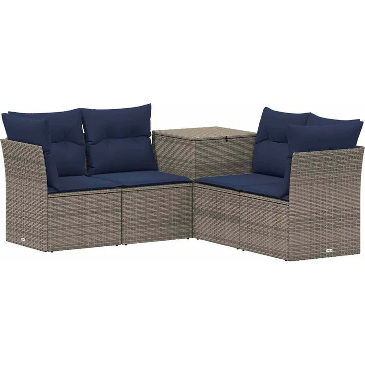 vidaXL Sofa Set 5 stk. Grau und Marineblau 179 x 179 x 85 cm 3447841 – Bild 2