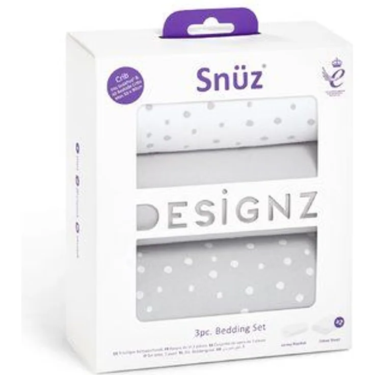 Snüz 'Grey Spots' 3-tlg. Babybettwäsche-Set