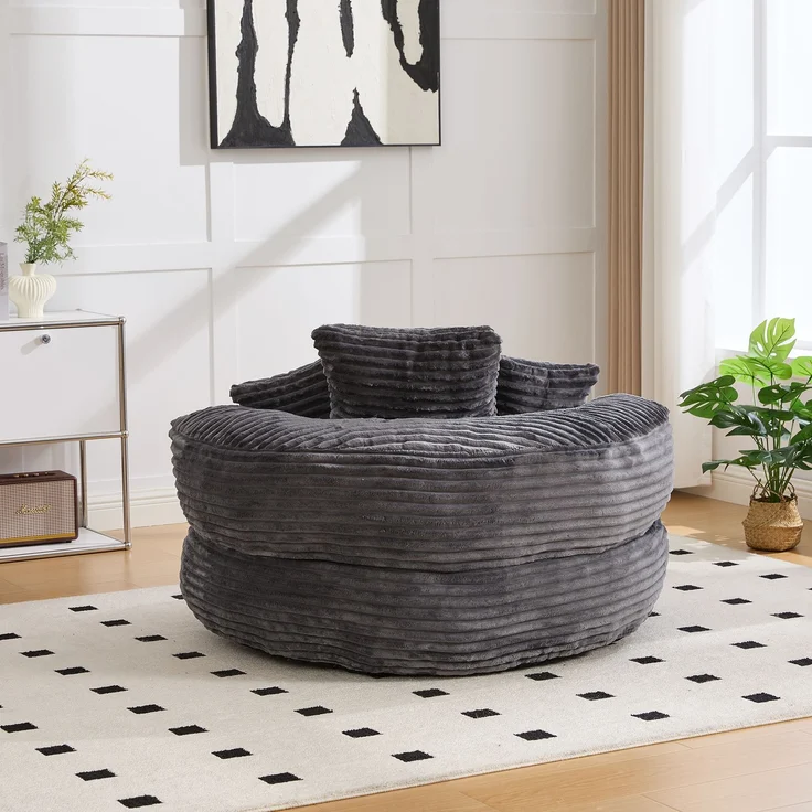 ZUBALIYA Sofa 108x52 cm, mit Cordbezug, mit breiten Armlehnen, mit Schaumstoffpolsterung, für Wohnzimmer und Apartments, Dunkelgrau – Bild 12