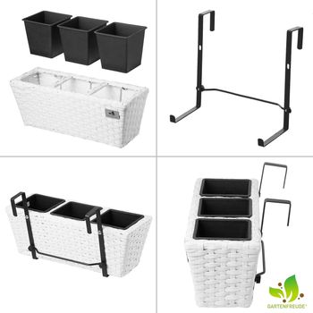 GARTENFREUDE Polyrattan Balkonkasten Blumenkasten 2 Stück inkl
