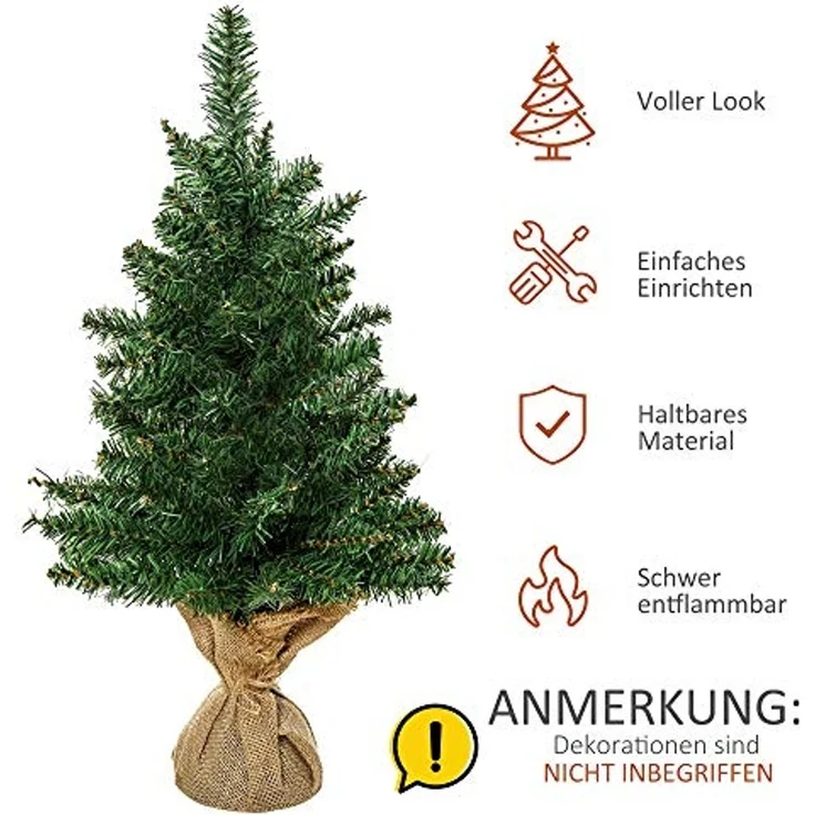 HOMCOM Künstlicher Weihnachtsbaum Mini Weihnachtsbaum mit künstlichem Schnee, mit Zementständer, Kunsttanne, 44 x 60 cm (BxH), grün – Bild 4
