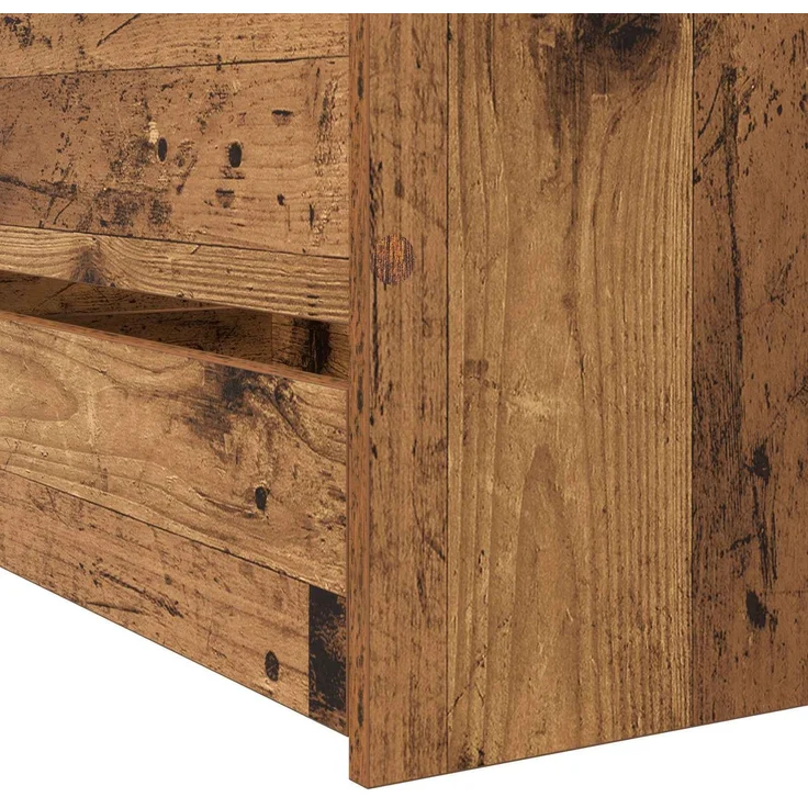 vidaXL Bettrahmen mit Schubladen mit Kopfteil Altholz Holzwerkstoff 3429512 – Bild 6