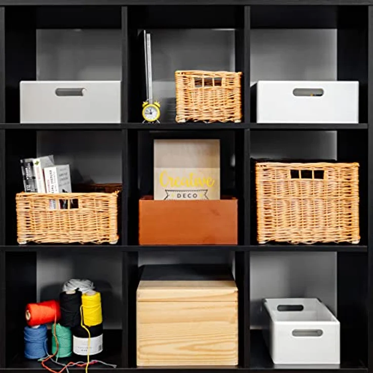 Creative Home Holzkiste Weidenkorb Aufbewahrungskorb, Handgeflochten, Haltbar (1 St), Korb Geflochten Naturkorb mit Griffen Aufbewahrung – Bild 10