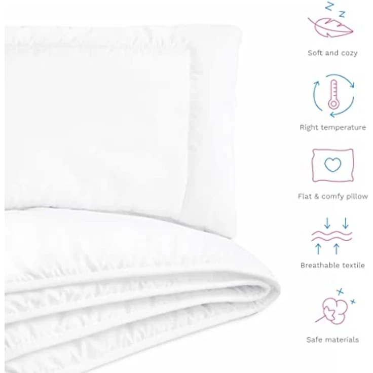 Anti Allergie Bettbezug und Kissen Set 120x90 cm für Kinderbett Weiß – Bild 2