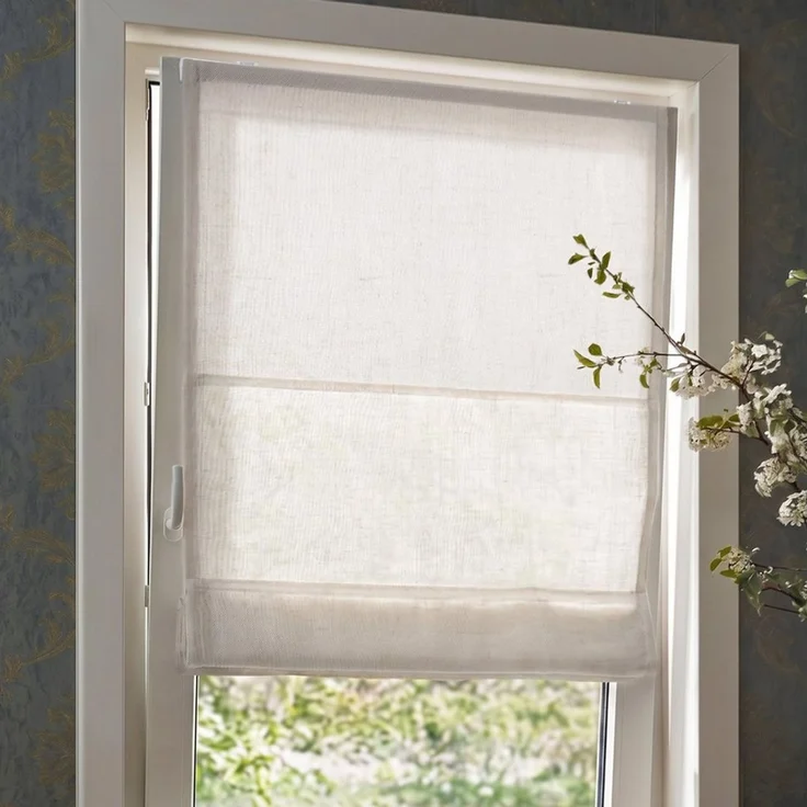 Victoria M. Raffrollo Klemmfix Ivora Premium 70x130cm Elfenbein-Meliert Blickdicht, mit Klemmträger, ohne Bohren, freihängend, Ohne Bohren – Bild 3