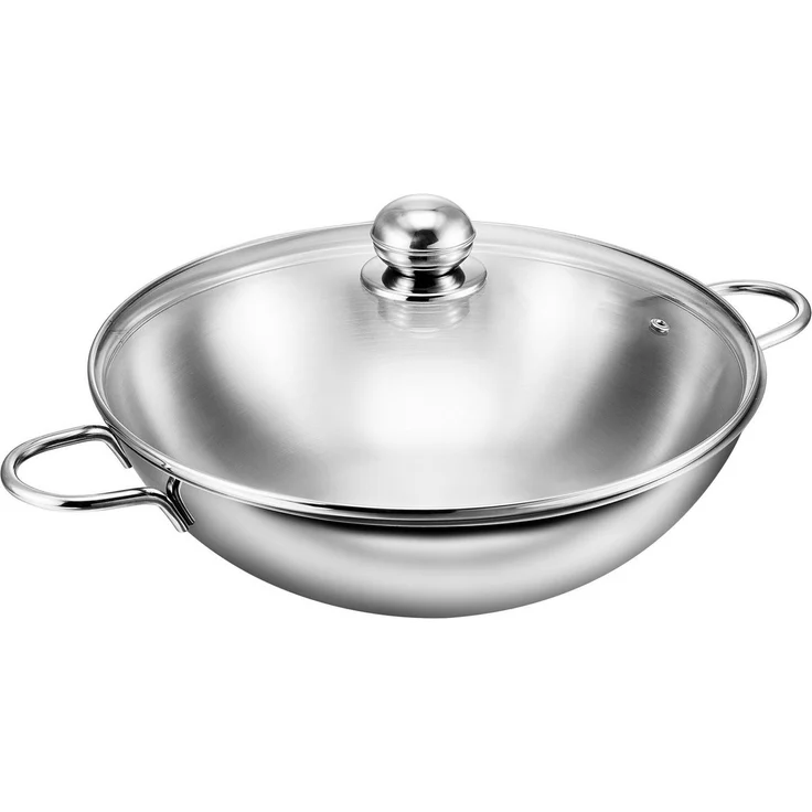 Kopf Wok Josie 32 cm, Edelstahl, Ø 32 cm, inkl. Glasdeckel, Induktion – Bild 1