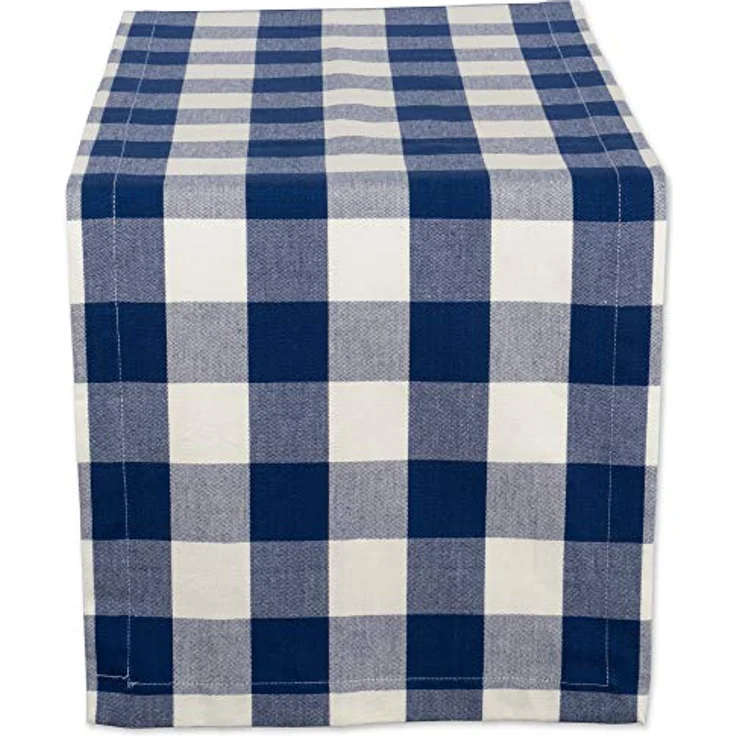 DII Buffalo Check Collection Tischläufer, klassischer Bauernhaus-Tischläufer, 35,6x183,8 cm, Marineblau/Creme – Bild 2