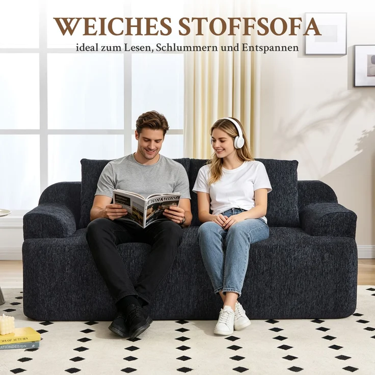 ZUBALIYA SchlafSofa mit Cordbezug, mit Schaumstoffpolsterung, ohne aufwendige Montage, für Wohnzimmer und Apartments – Bild 2