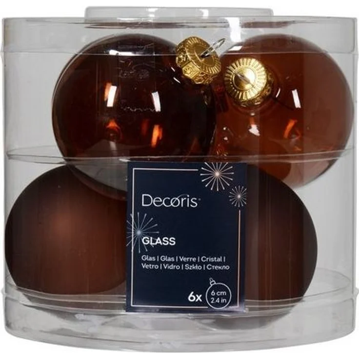 Kaemingk Weihnachtsbaumkugel, Weihnachtskugeln Glas 6cm x 6 Stück - Espressobraun transparent – Bild 2
