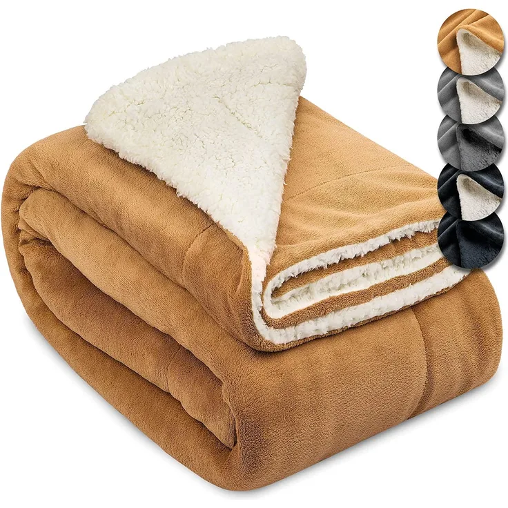 Beautissu Sherpa Decke Alina 240cm, 220cm, Beige/Weiß