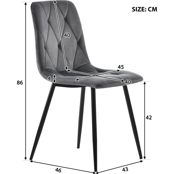 Merax Esstisch mit 4 Stühlen Set Küchetisch Esszimmerstuhl, Essgruppe, (5-tlg), Metallbeine, Samt, Grau – Bild 4