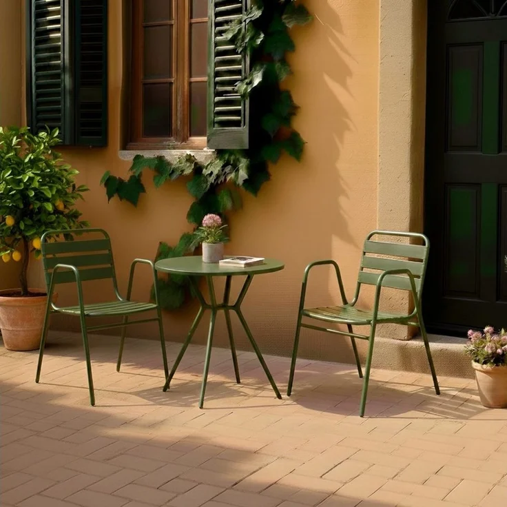 Liadomo Gartentisch Lesina, runder Bistrotisch, Balkontisch, Outdoor-Esstisch Ø 80 cm (ideal für Garten & Balkon, 1 Tisch), Aluminiumtisch in Dunkelgrün, rund – Bild 4