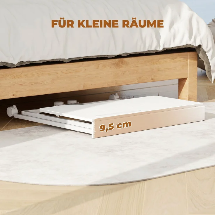 MELAYR, Schreibtisch, klappbarer Computertisch, platzsparender Bürotisch mit Rollen, 80 x 52 x 75 cm, Weiß – Bild 6