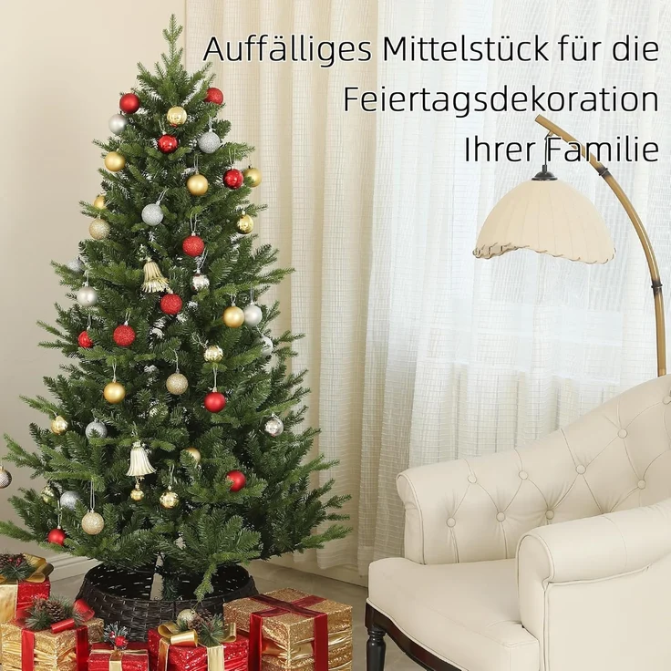 HOMCOM Künstlicher Weihnachtsbaum 180 cm, mit 818 Spitzen, Schnellaufbau Klappsystem, Stahlständer, Künstlicher Baum, für Weihnachten Deko, Indoor, Grün – Bild 3
