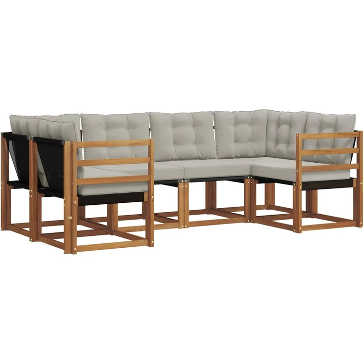 vidaXL Outdoor-Sofagarnitur 6 stk. 6-Sitzer Natur und Hellgrau 3368990 – Bild 2