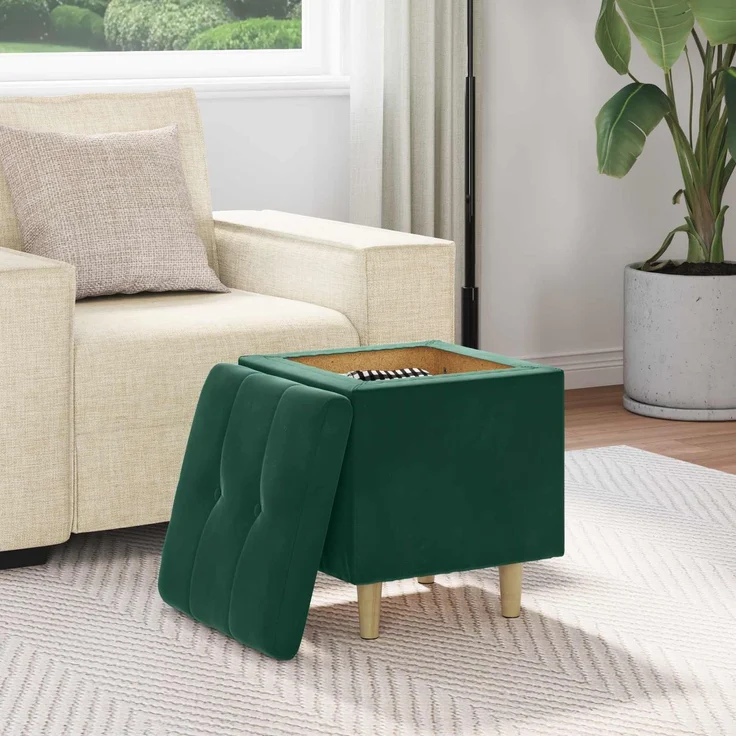 vidaXL Ottoman mit Stauraum Dunkelgrün 40 x 40 x 45 cm Samt 876812 – Bild 4