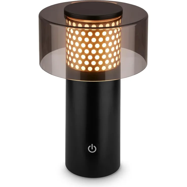 Briloner Leuchten LED Tischleuchte Akku Stufenlos dimmbar Touchfunktion Kabellos, LED fest integriert, Warmweißes Licht USB-C Ladung 150mm Durchmesser 190mm Höhe