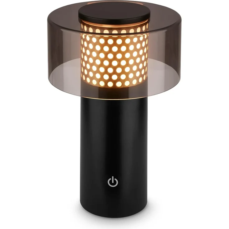 Briloner Leuchten LED Tischleuchte Akku Stufenlos dimmbar Touchfunktion Kabellos, LED fest integriert, Warmweißes Licht USB-C Ladung 150mm Durchmesser 190mm Höhe