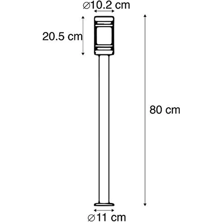 Qazqa Gleam Pollerleuchte, moderne Wegeleuchte in Schwarz, max. 60W, E27, dimmbar, 80cm, IP44, geeignet für LED – Bild 4