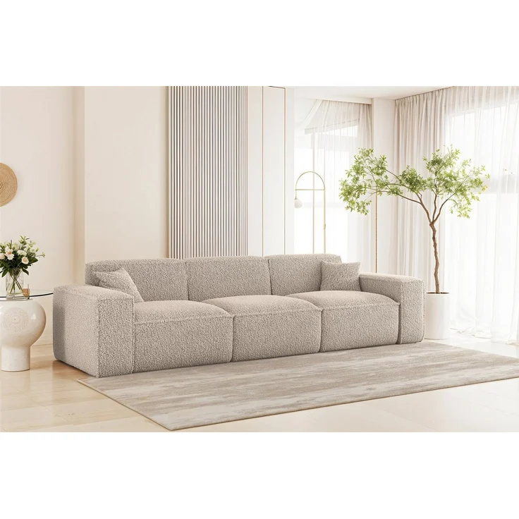 Sofa Designersofa CELES PREMIUM 3-Sitzer in Stoff Sven Cappuccino – Bild 5