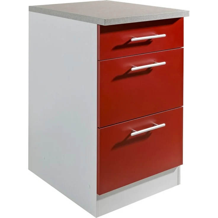 wiho Küchen Unterschrank Kiel 50 cm breit, Tiefe 50 cm, mit 2 großen Auszügen und 1 Schublade – Bild 1