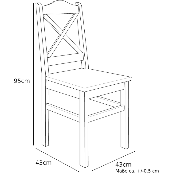 Schöne Sitzgruppe mit Tisch und 2 Stühle Kiefer natur Massivholz 90.70-50 B -Set 20 – Bild 12