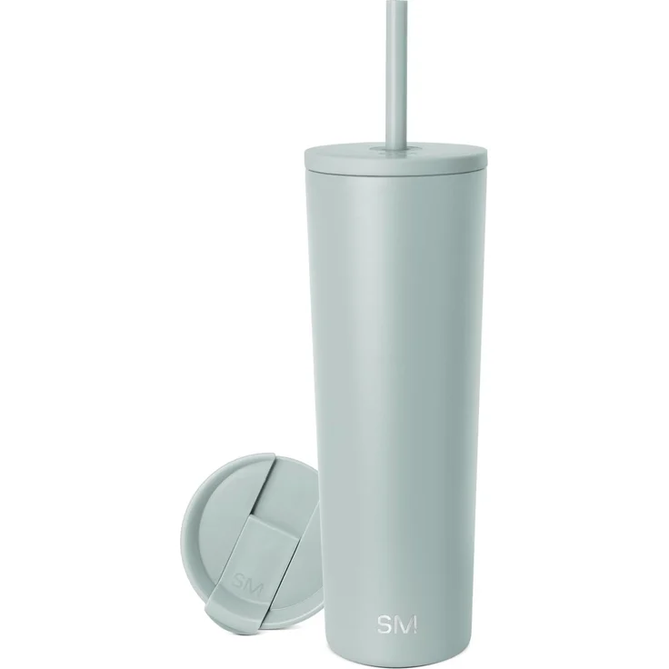 Simple Modern Thermobecher mit Strohhalm und Deckel | Trinkbecher mit Henkel Wiederverwendbare Edelstahl | Geschenke für Frauen und Männer | Classic | 830ml | Sea Glass Sage – Bild 1