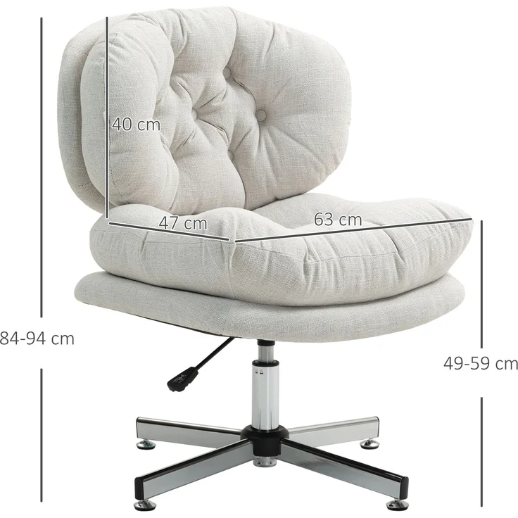 MELAYR, Bürostuhl ohne Armlehnen, 65 x 65 x 94 cm, Cremeweiß – Bild 5