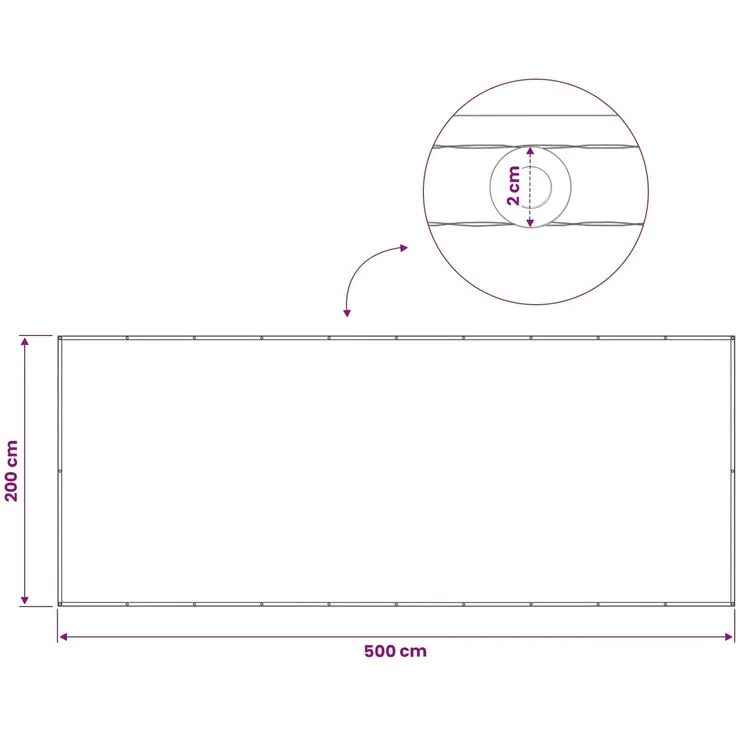 vidaXL Balkon Sichtschutz 200 x 500 cm Stoff mit PU-Beschichtung Taupe 42036537 – Bild 7